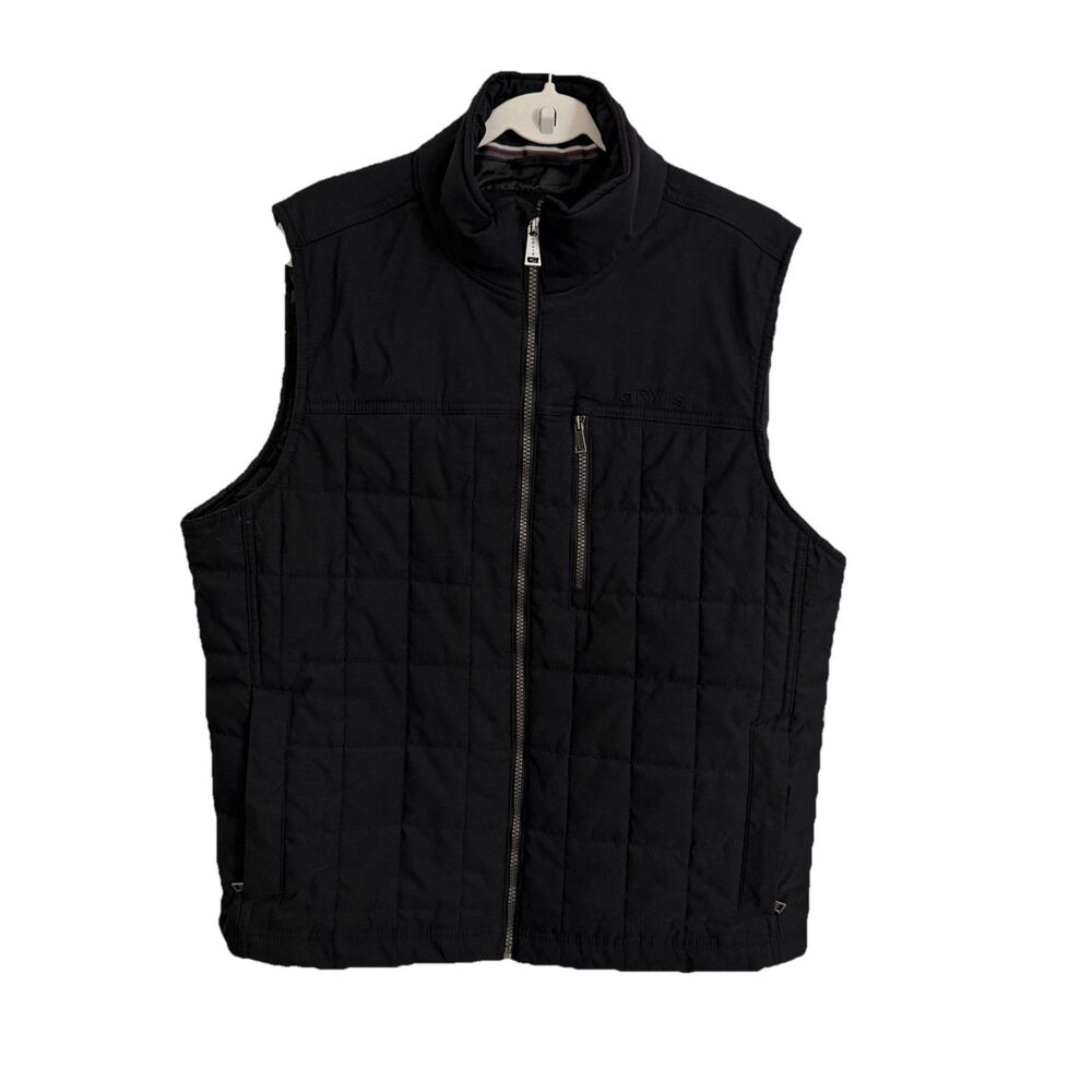 Orvis Vest Mens Large Black Quilted Puffer Full Zip Outdoor Jacket Gorpcore Gorp